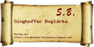 Singhoffer Boglárka névjegykártya